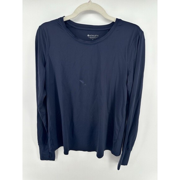 Athleta Womens size S Blue Sunlover Top Tulip Back Thumbhole Long Sleeve - Picture 1 of 4